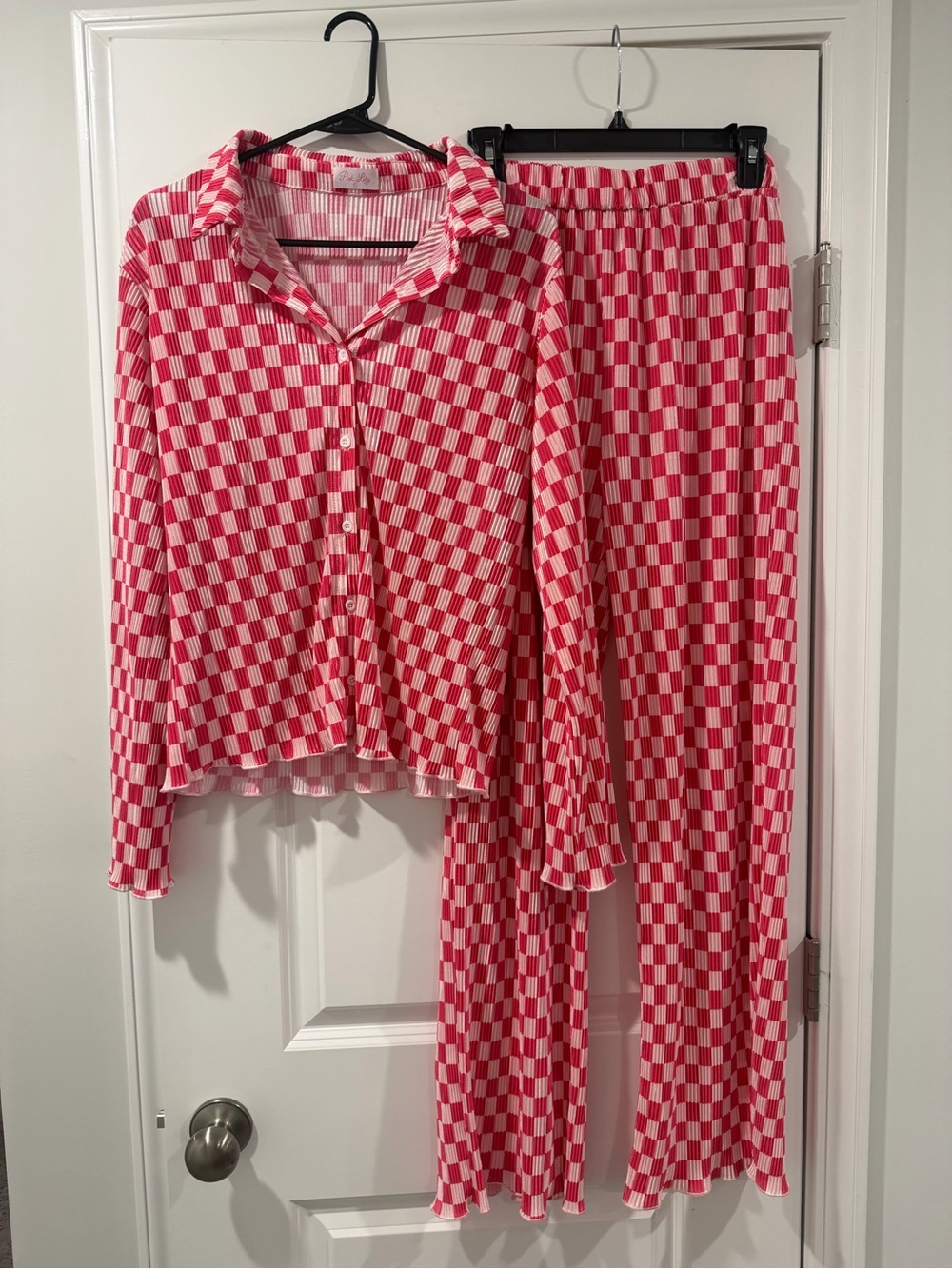 Women’s Pink Checker Pajama Set